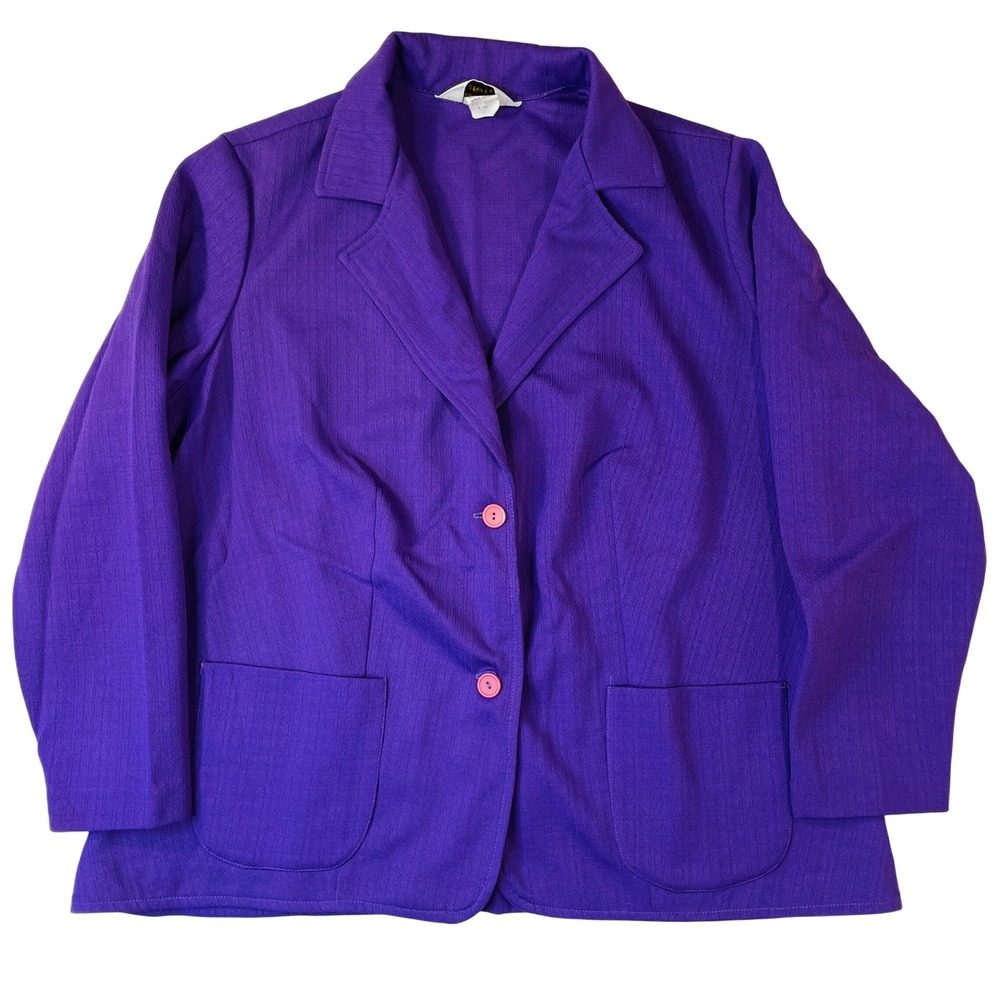 Vintage JCPenney Fashions Purple Knit Blazer Jacket Women Size 38 Retro 2 Button